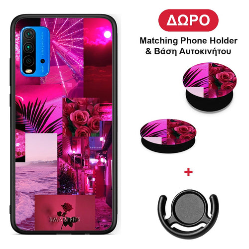 Collage Red Roses - Xiaomi Poco M3 θήκη + Δώρο Phone Holder & Βάση Αυτοκινήτου