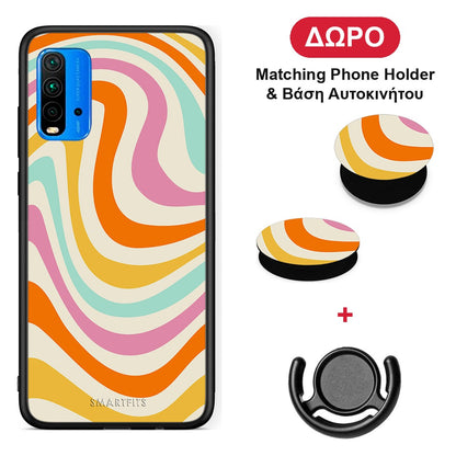 Colourful Waves - Xiaomi Poco M3 θήκη + Δώρο Phone Holder & Βάση Αυτοκινήτου