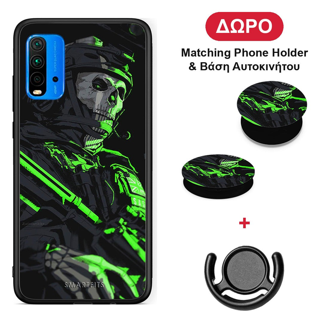 Green Soldier - Xiaomi Poco M3 θήκη + Δώρο Phone Holder & Βάση Αυτοκινήτου