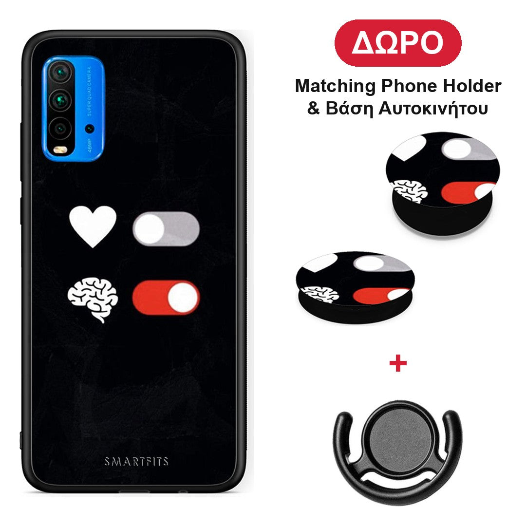 Heart Vs Brain - Xiaomi Poco M3 θήκη + Δώρο Phone Holder & Βάση Αυτοκινήτου