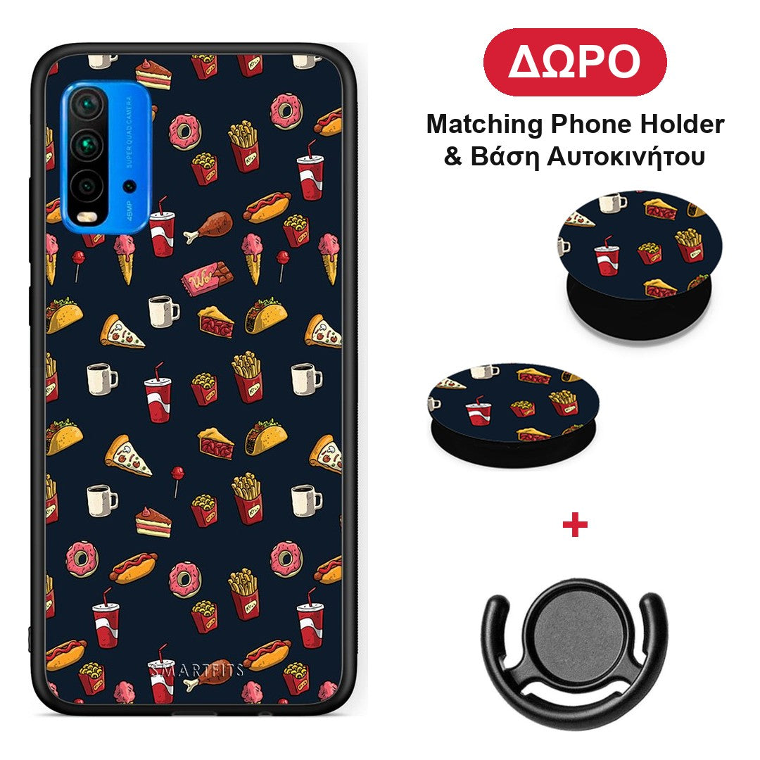 Random Hungry - Xiaomi Poco M3 θήκη + Δώρο Phone Holder & Βάση Αυτοκινήτου
