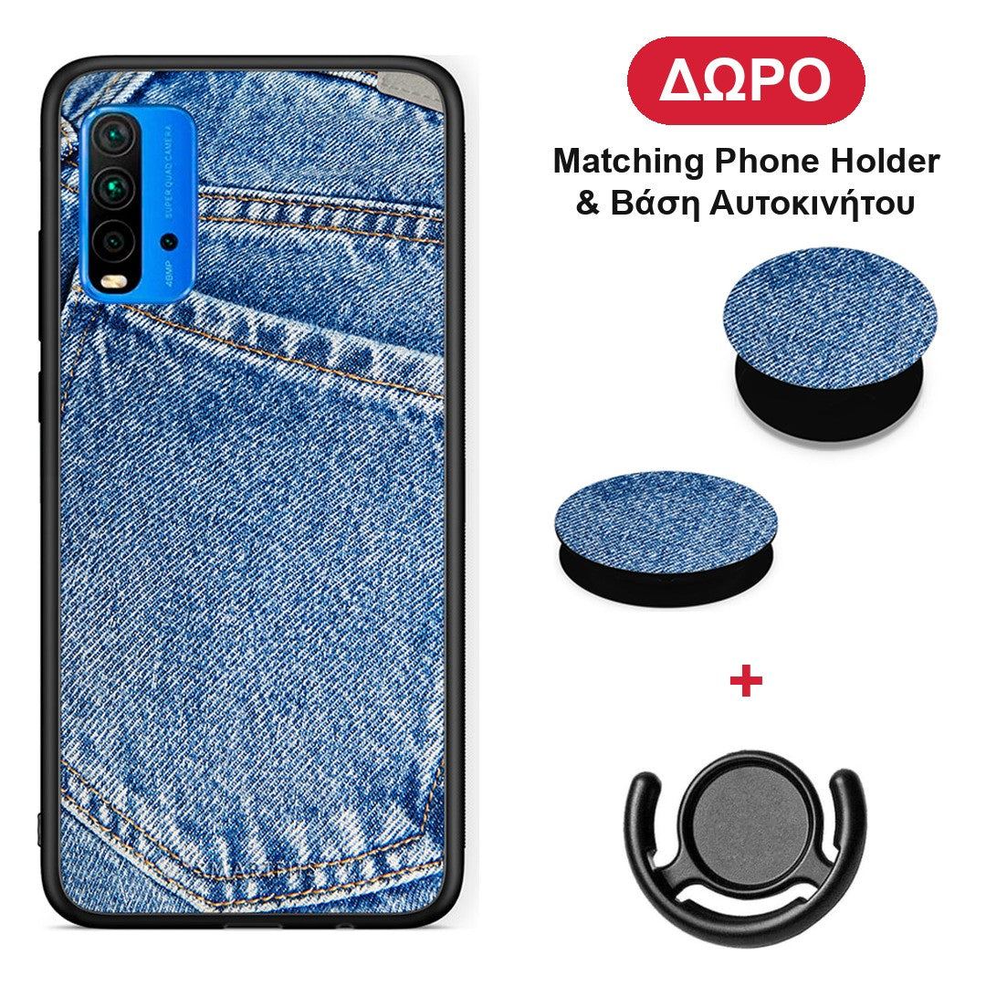 Jeans Pocket - Xiaomi Poco M3 θήκη + Δώρο Phone Holder & Βάση Αυτοκινήτου