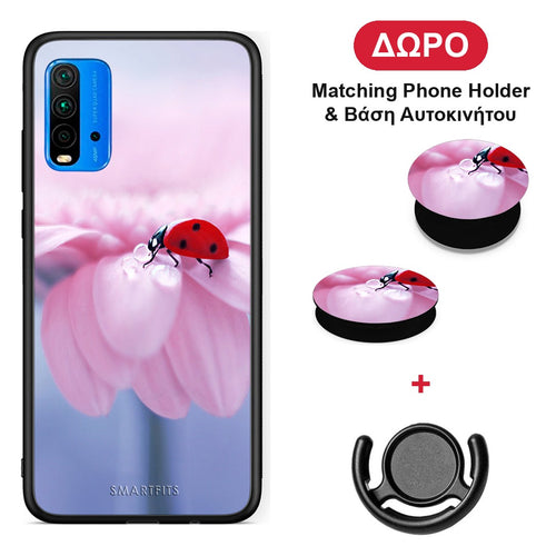 Ladybug Flower - Xiaomi Poco M3 θήκη + Δώρο Phone Holder & Βάση Αυτοκινήτου