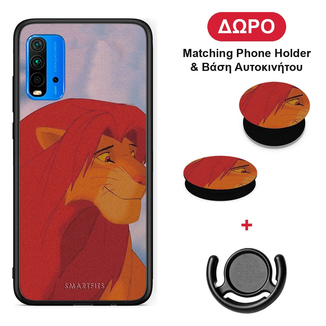 Lion Love 1 - Xiaomi Poco M3 θήκη + Δώρο Phone Holder & Βάση Αυτοκινήτου