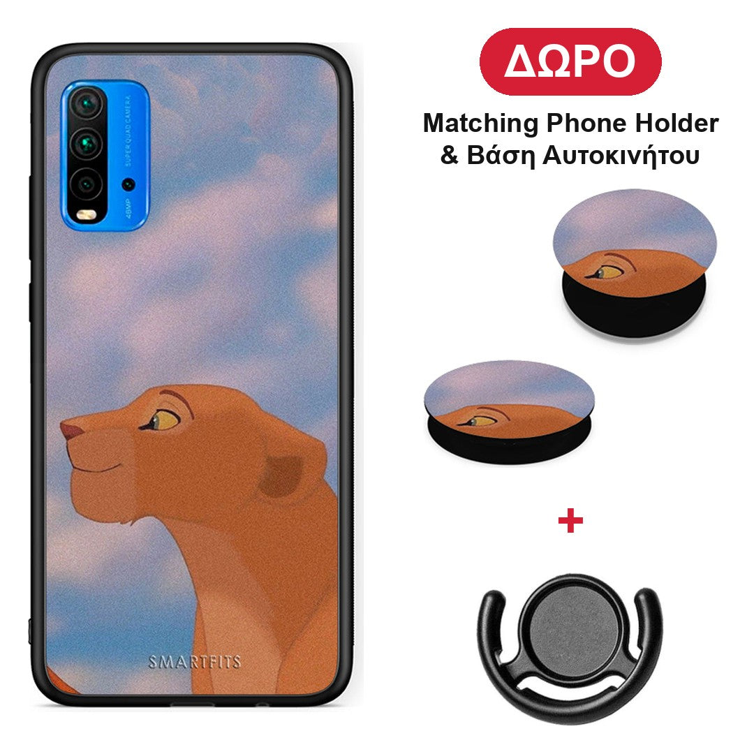 Lion Love 2 - Xiaomi Poco M3 θήκη + Δώρο Phone Holder & Βάση Αυτοκινήτου