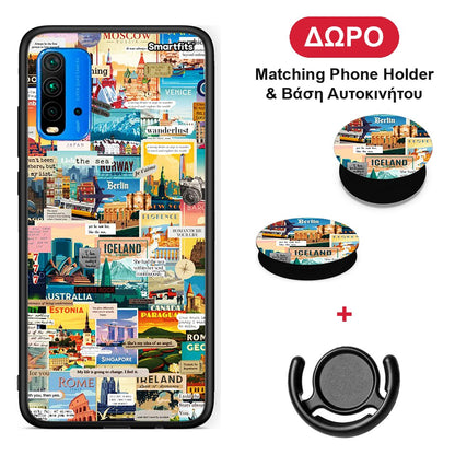 Live To Travel - Xiaomi Poco M3 θήκη + Δώρο Phone Holder & Βάση Αυτοκινήτου