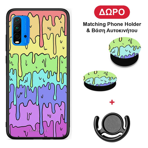 Melting Rainbow - Xiaomi Poco M3 θήκη + Δώρο Phone Holder & Βάση Αυτοκινήτου