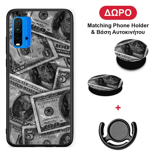 Money Dollars - Xiaomi Poco M3 θήκη + Δώρο Phone Holder & Βάση Αυτοκινήτου