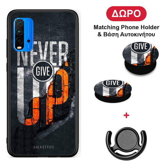 Never Give Up - Xiaomi Poco M3 θήκη + Δώρο Phone Holder & Βάση Αυτοκινήτου