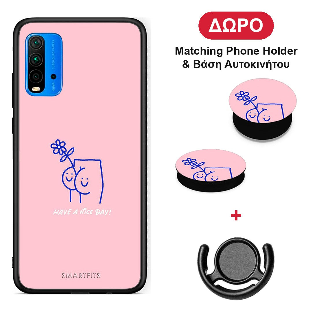 Nice Day - Xiaomi Poco M3 θήκη + Δώρο Phone Holder & Βάση Αυτοκινήτου