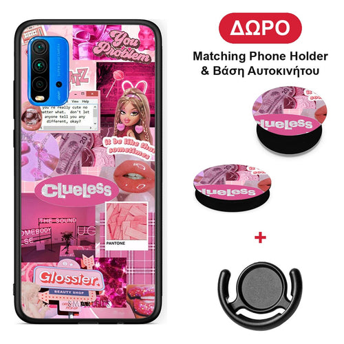 Pink Love - Xiaomi Poco M3 θήκη + Δώρο Phone Holder & Βάση Αυτοκινήτου