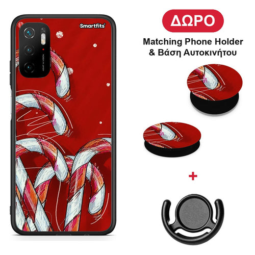 Candy Cane - Xiaomi Poco M3 Pro θήκη + Δώρο Phone Holder & Βάση Αυτοκινήτου