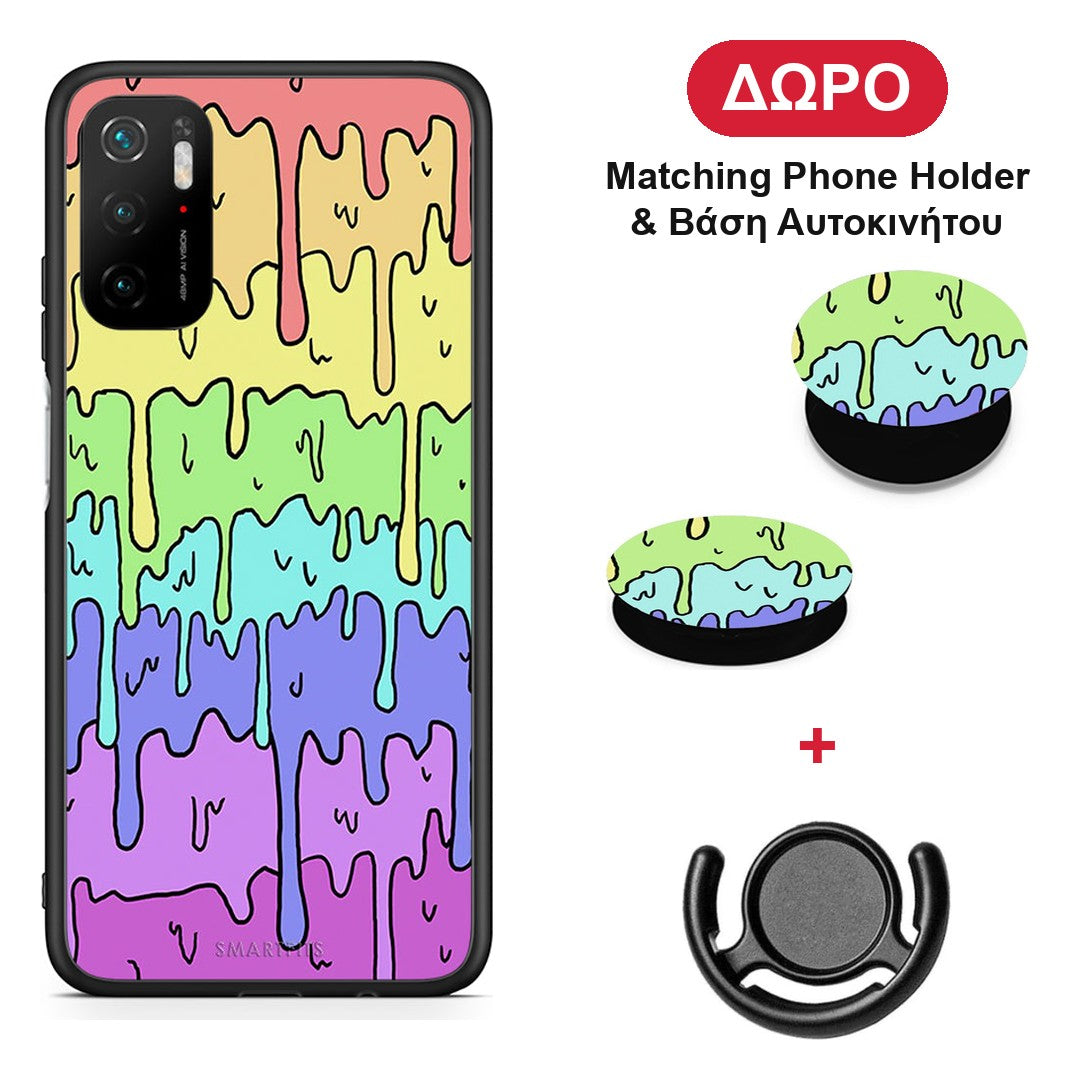 Melting Rainbow - Xiaomi Poco M3 Pro θήκη + Δώρο Phone Holder & Βάση Αυτοκινήτου