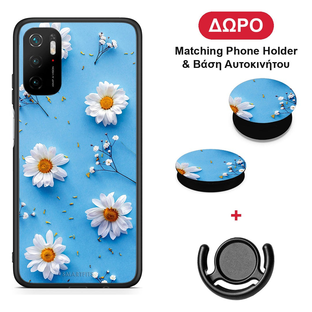 Real Daisies - Xiaomi Poco M3 Pro θήκη + Δώρο Phone Holder & Βάση Αυτοκινήτου