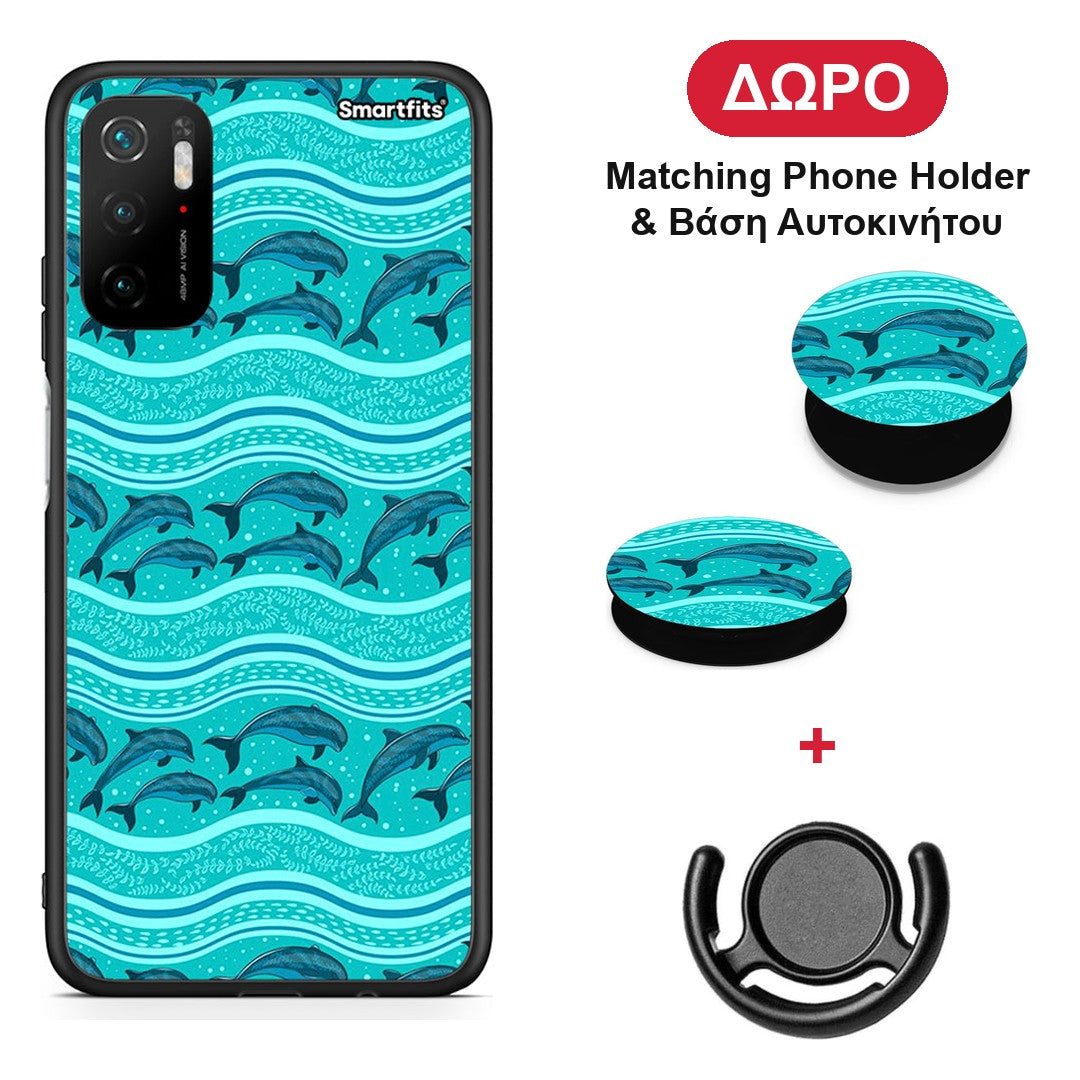 Swimming Dolphins - Xiaomi Poco M3 Pro θήκη + Δώρο Phone Holder & Βάση Αυτοκινήτου