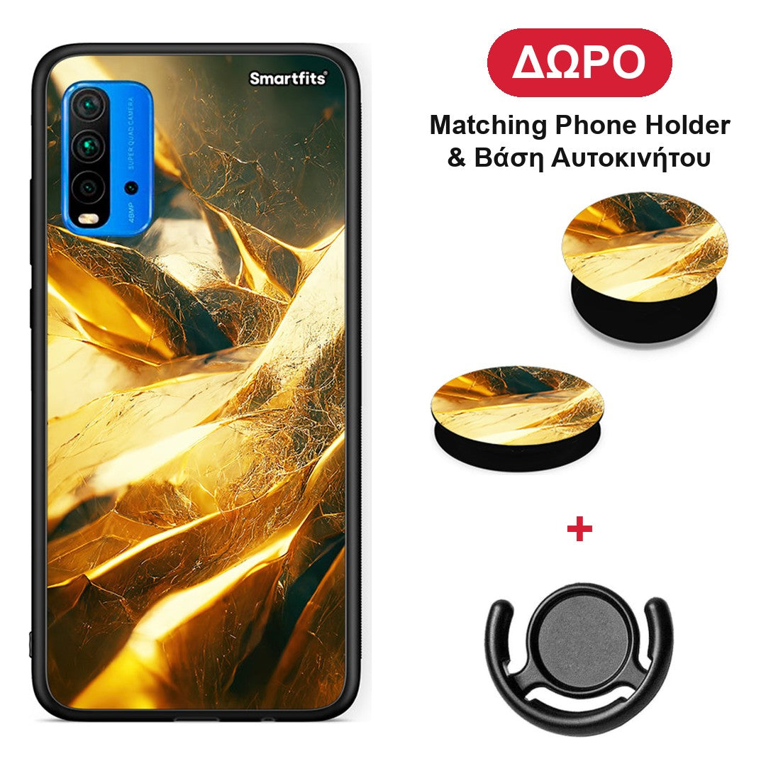 Real Gold - Xiaomi Poco M3 θήκη + Δώρο Phone Holder & Βάση Αυτοκινήτου