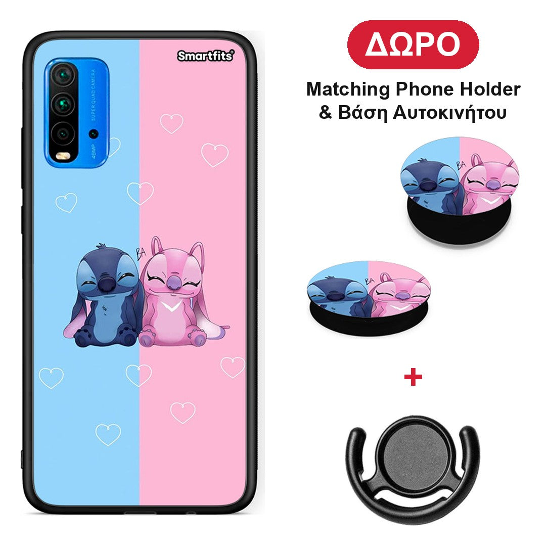 Stitch And Angel - Xiaomi Poco M3 θήκη + Δώρο Phone Holder & Βάση Αυτοκινήτου