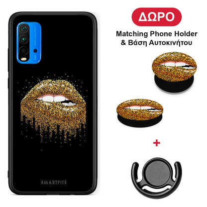 Valentine Golden - Xiaomi Poco M3 θήκη + Δώρο Phone Holder & Βάση Αυτοκινήτου