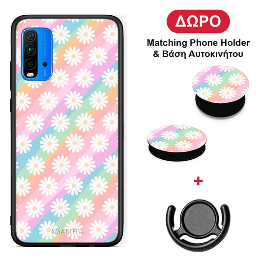 White Daisies - Xiaomi Poco M3 θήκη + Δώρο Phone Holder & Βάση Αυτοκινήτου