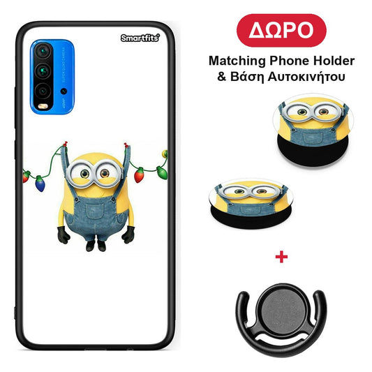 Xmas Minion Lights - Xiaomi Poco M3 θήκη + Δώρο Phone Holder & Βάση Αυτοκινήτου
