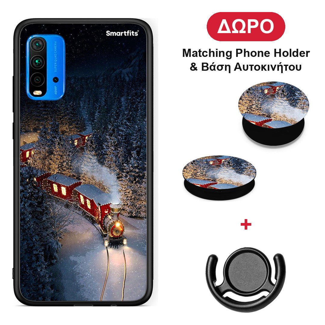 Xmas Train - Xiaomi Poco M3 θήκη + Δώρο Phone Holder & Βάση Αυτοκινήτου