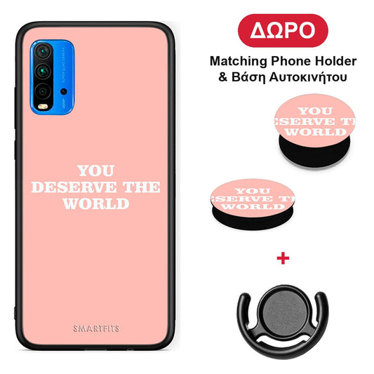 You Deserve The World - Xiaomi Poco M3 θήκη + Δώρο Phone Holder & Βάση Αυτοκινήτου