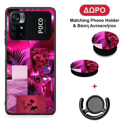 Collage Red Roses - Xiaomi Poco M4 Pro 4G θήκη + Δώρο Phone Holder & Βάση Αυτοκινήτου