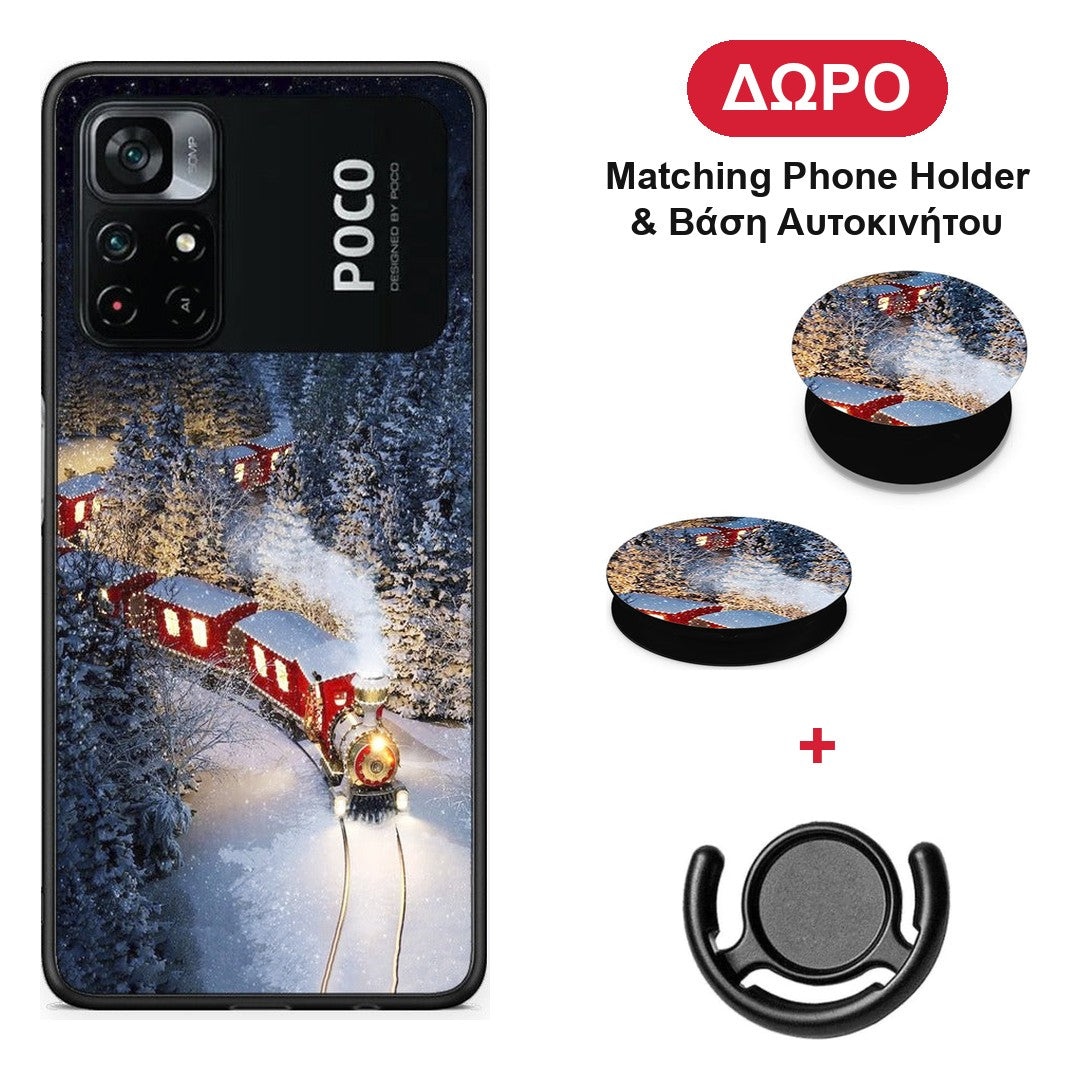 Xmas Train - Xiaomi Poco M4 Pro 4G θήκη + Δώρο Phone Holder & Βάση Αυτοκινήτου
