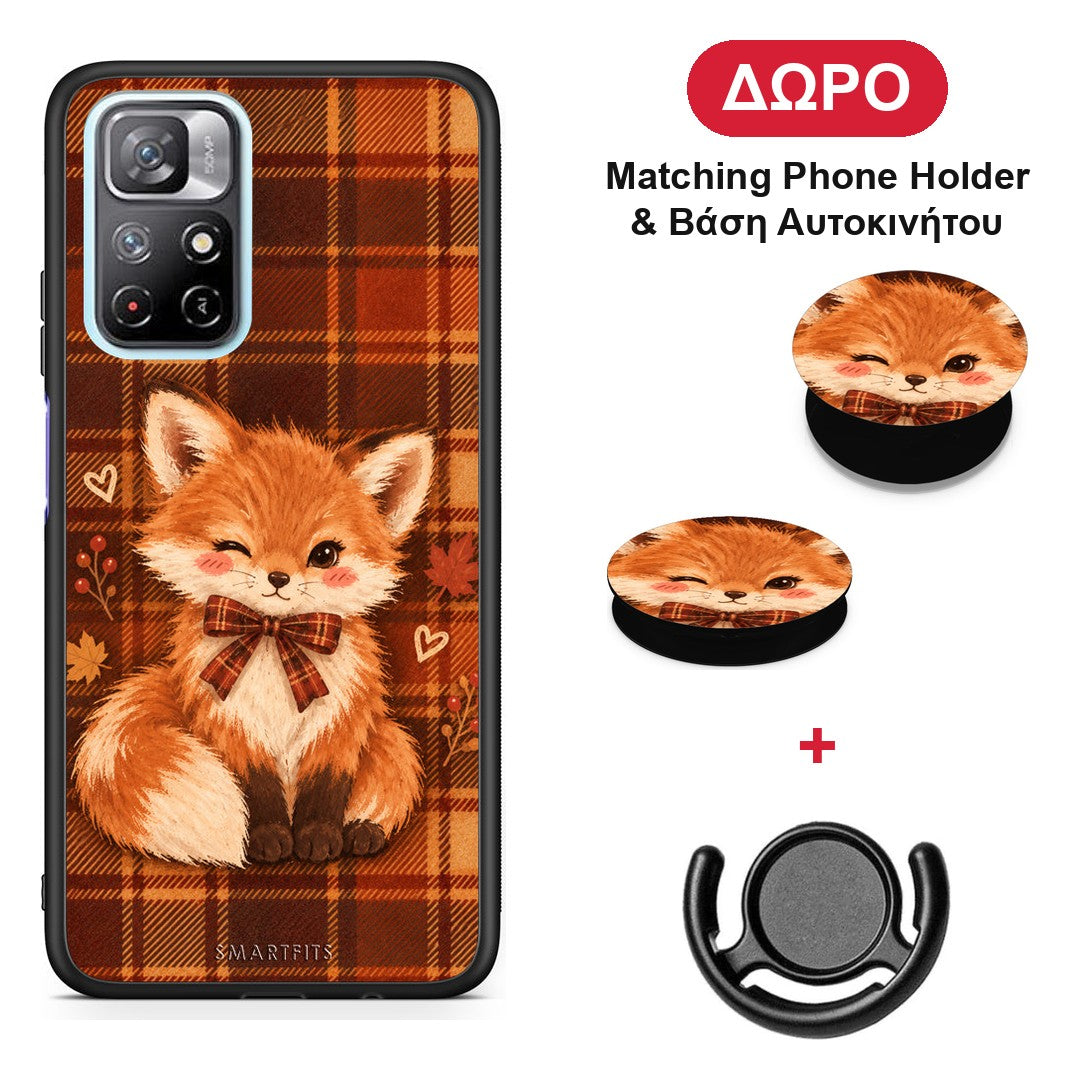 Fox on Autumn Tartan - Xiaomi Poco M4 Pro 5G θήκη + Δώρο Phone Holder & Βάση Αυτοκινήτου