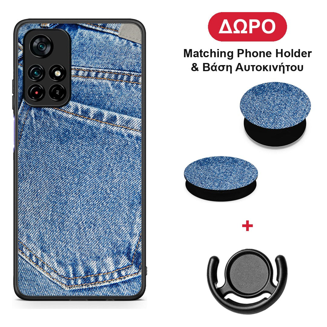 Jeans Pocket - Xiaomi Poco M4 Pro 5G θήκη + Δώρο Phone Holder & Βάση Αυτοκινήτου