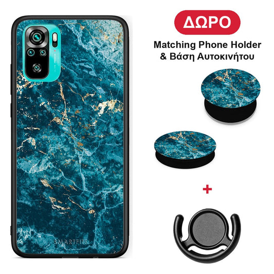 Marble Blue - Xiaomi Poco M5s θήκη + Δώρο Phone Holder & Βάση Αυτοκινήτου
