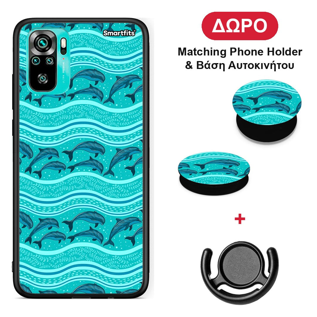 Swimming Dolphins - Xiaomi Poco M5s θήκη + Δώρο Phone Holder & Βάση Αυτοκινήτου