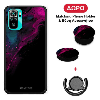 Watercolor Pink Black - Xiaomi Poco M5s θήκη + Δώρο Phone Holder & Βάση Αυτοκινήτου