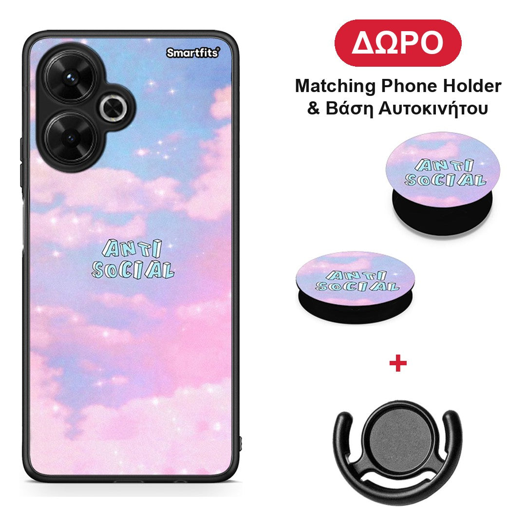 Anti Social - Xiaomi Poco M6 4G θήκη + Δώρο Phone Holder & Βάση Αυτοκινήτου