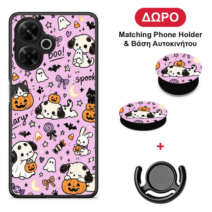 Halloween Puppies and Friends on Lilac - Xiaomi Poco M6 4G θήκη + Δώρο Phone Holder & Βάση Αυτοκινήτου