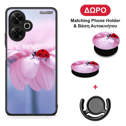 Ladybug Flower - Xiaomi Poco M6 4G θήκη + Δώρο Phone Holder & Βάση Αυτοκινήτου