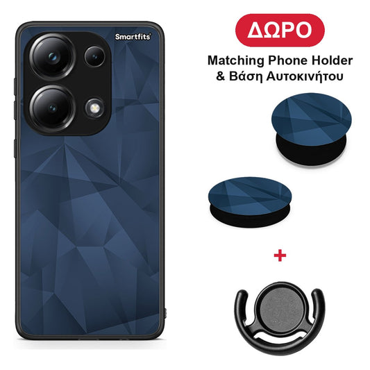 Geometric Blue Abstract - Xiaomi Poco M6 Pro θήκη + Δώρο Phone Holder & Βάση Αυτοκινήτου