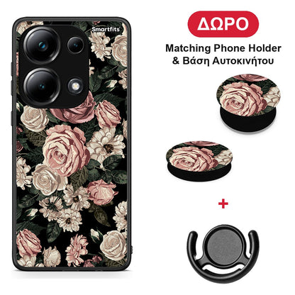 Flower Wild Roses - Xiaomi Poco M6 Pro θήκη + Δώρο Phone Holder & Βάση Αυτοκινήτου