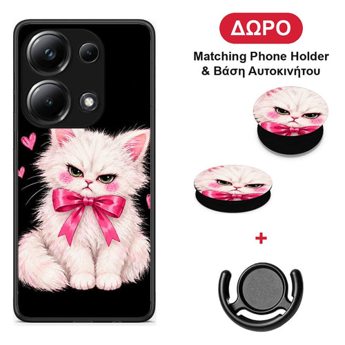 Grumpy Party Kitten on Black - Xiaomi Poco M6 Pro θήκη + Δώρο Phone Holder & Βάση Αυτοκινήτου