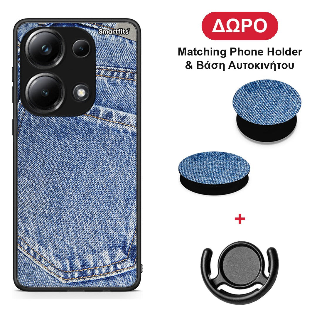 Jeans Pocket - Xiaomi Poco M6 Pro θήκη + Δώρο Phone Holder & Βάση Αυτοκινήτου