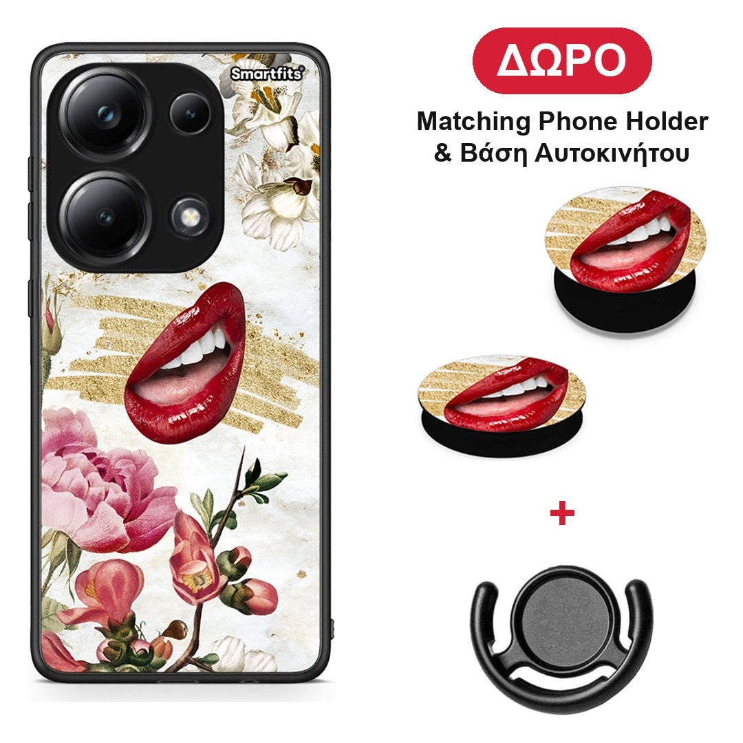 Red Lips - Xiaomi Poco M6 Pro θήκη + Δώρο Phone Holder & Βάση Αυτοκινήτου