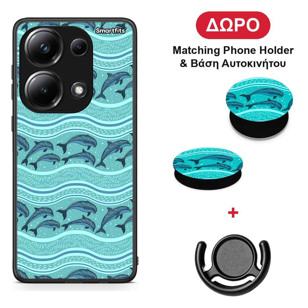Swimming Dolphins - Xiaomi Poco M6 Pro θήκη + Δώρο Phone Holder & Βάση Αυτοκινήτου