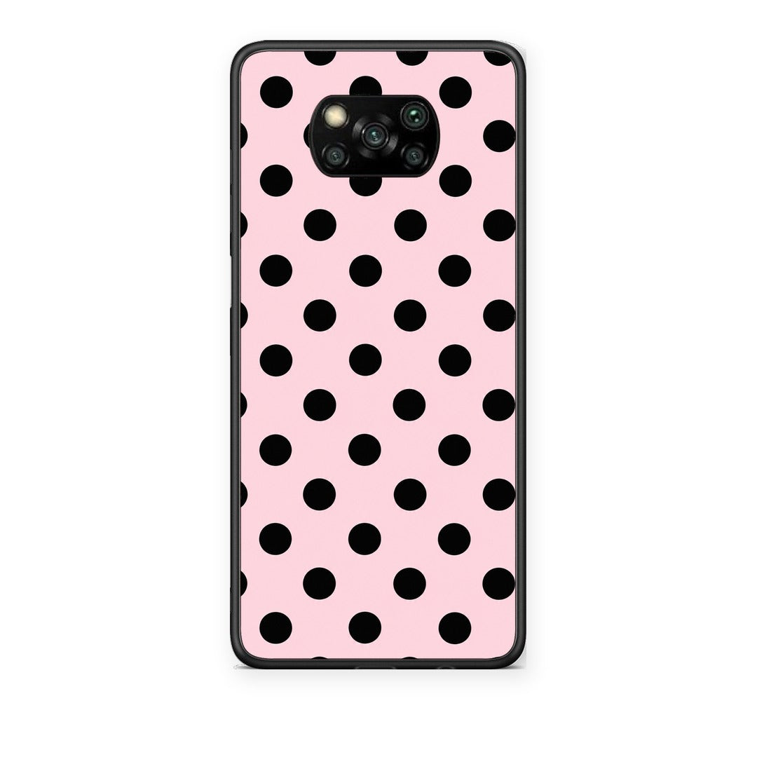 Θήκη Xiaomi Poco X3 / X3 Pro / X3 NFC Black Polka Dots on Pink από τη Smartfits με σχέδιο στο πίσω μέρος και μαύρο περίβλημα | Xiaomi Poco X3 / X3 Pro / X3 NFC Black Polka Dots on Pink case with colorful back and black bezels