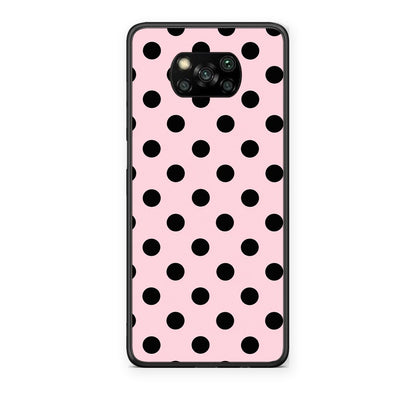 Θήκη Xiaomi Poco X3 / X3 Pro / X3 NFC Black Polka Dots on Pink από τη Smartfits με σχέδιο στο πίσω μέρος και μαύρο περίβλημα | Xiaomi Poco X3 / X3 Pro / X3 NFC Black Polka Dots on Pink case with colorful back and black bezels