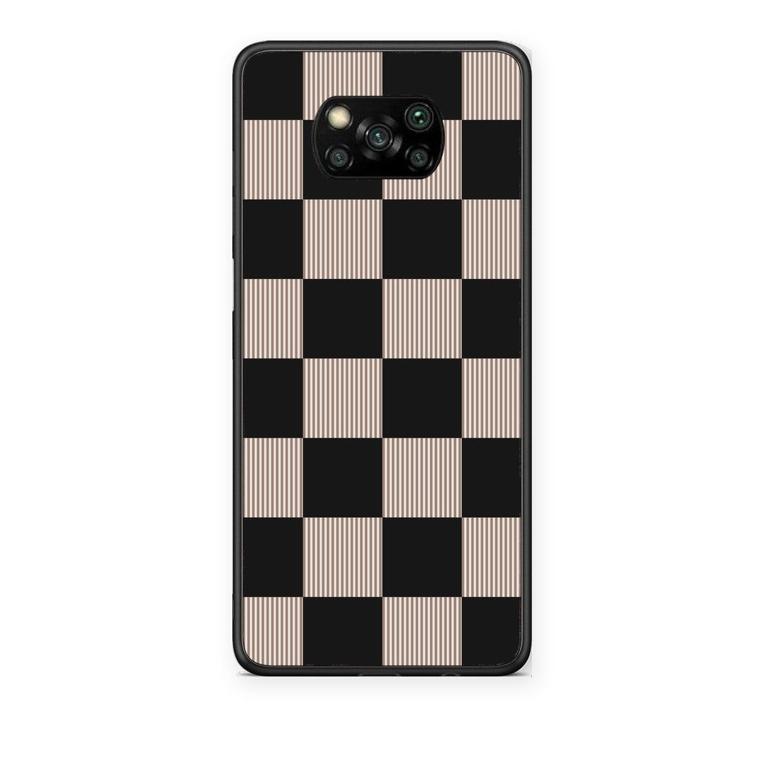 Θήκη Xiaomi Poco X3 / X3 Pro / X3 NFC Black and Taupe Striped Checks από τη Smartfits με σχέδιο στο πίσω μέρος και μαύρο περίβλημα | Xiaomi Poco X3 / X3 Pro / X3 NFC Black and Taupe Striped Checks case with colorful back and black bezels