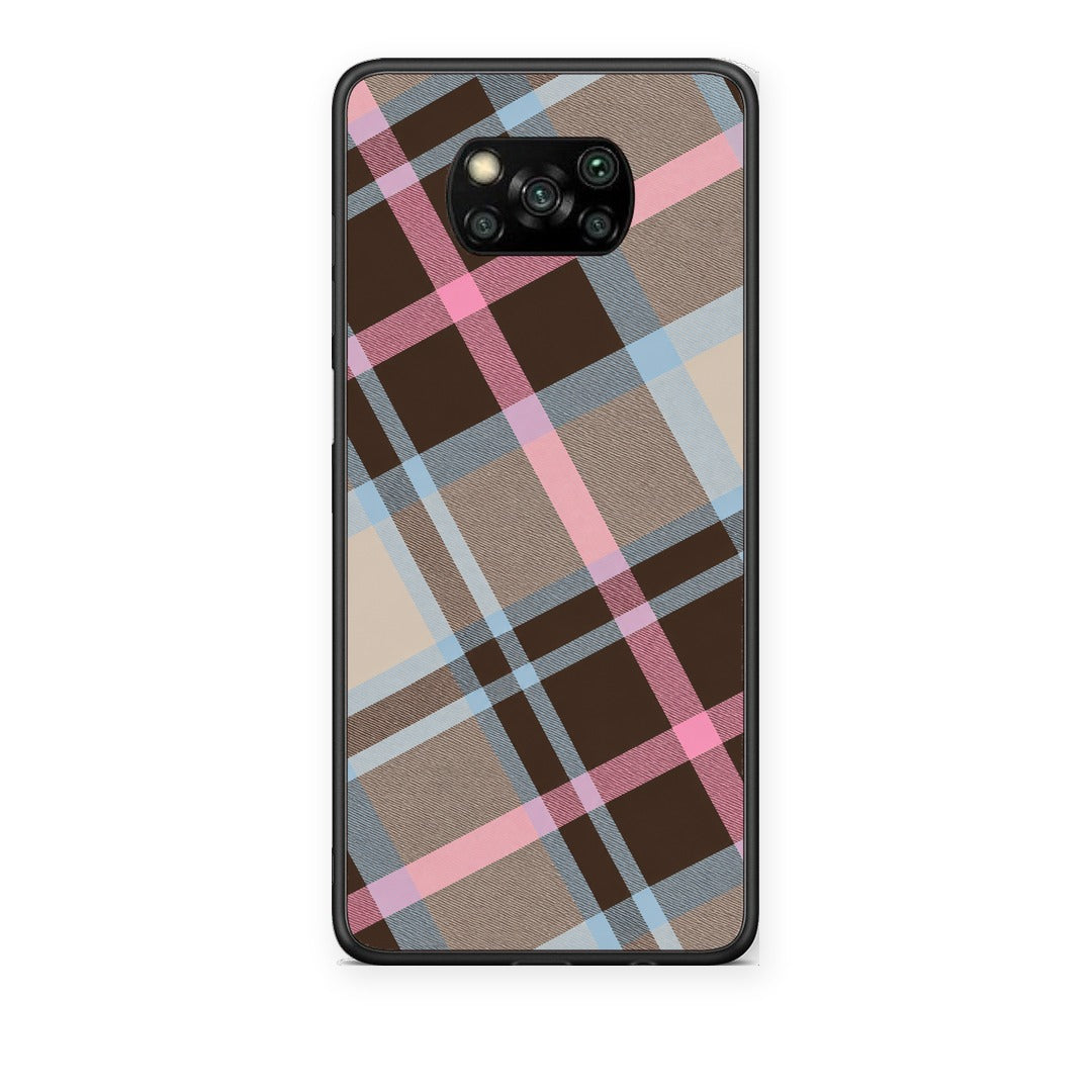 Θήκη Xiaomi Poco X3 / X3 Pro / X3 NFC Brown Pink and Blue Diagonal Plaid από τη Smartfits με σχέδιο στο πίσω μέρος και μαύρο περίβλημα | Xiaomi Poco X3 / X3 Pro / X3 NFC Brown Pink and Blue Diagonal Plaid case with colorful back and black bezels