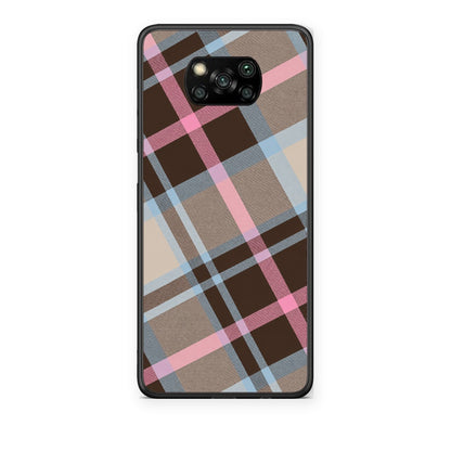 Θήκη Xiaomi Poco X3 / X3 Pro / X3 NFC Brown Pink and Blue Diagonal Plaid από τη Smartfits με σχέδιο στο πίσω μέρος και μαύρο περίβλημα | Xiaomi Poco X3 / X3 Pro / X3 NFC Brown Pink and Blue Diagonal Plaid case with colorful back and black bezels