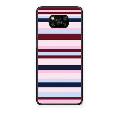 Θήκη Xiaomi Poco X3 / X3 Pro / X3 NFC Burgundy Pink and Blue Horizontal Stripes από τη Smartfits με σχέδιο στο πίσω μέρος και μαύρο περίβλημα | Xiaomi Poco X3 / X3 Pro / X3 NFC Burgundy Pink and Blue Horizontal Stripes case with colorful back and black bezels