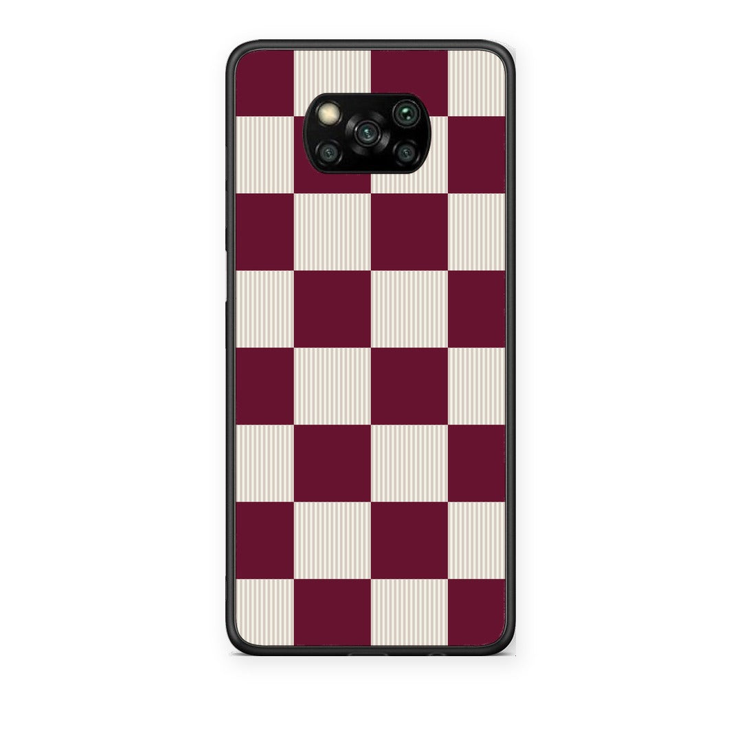 Θήκη Xiaomi Poco X3 / X3 Pro / X3 NFC Burgundy and Cream Striped Checks από τη Smartfits με σχέδιο στο πίσω μέρος και μαύρο περίβλημα | Xiaomi Poco X3 / X3 Pro / X3 NFC Burgundy and Cream Striped Checks case with colorful back and black bezels