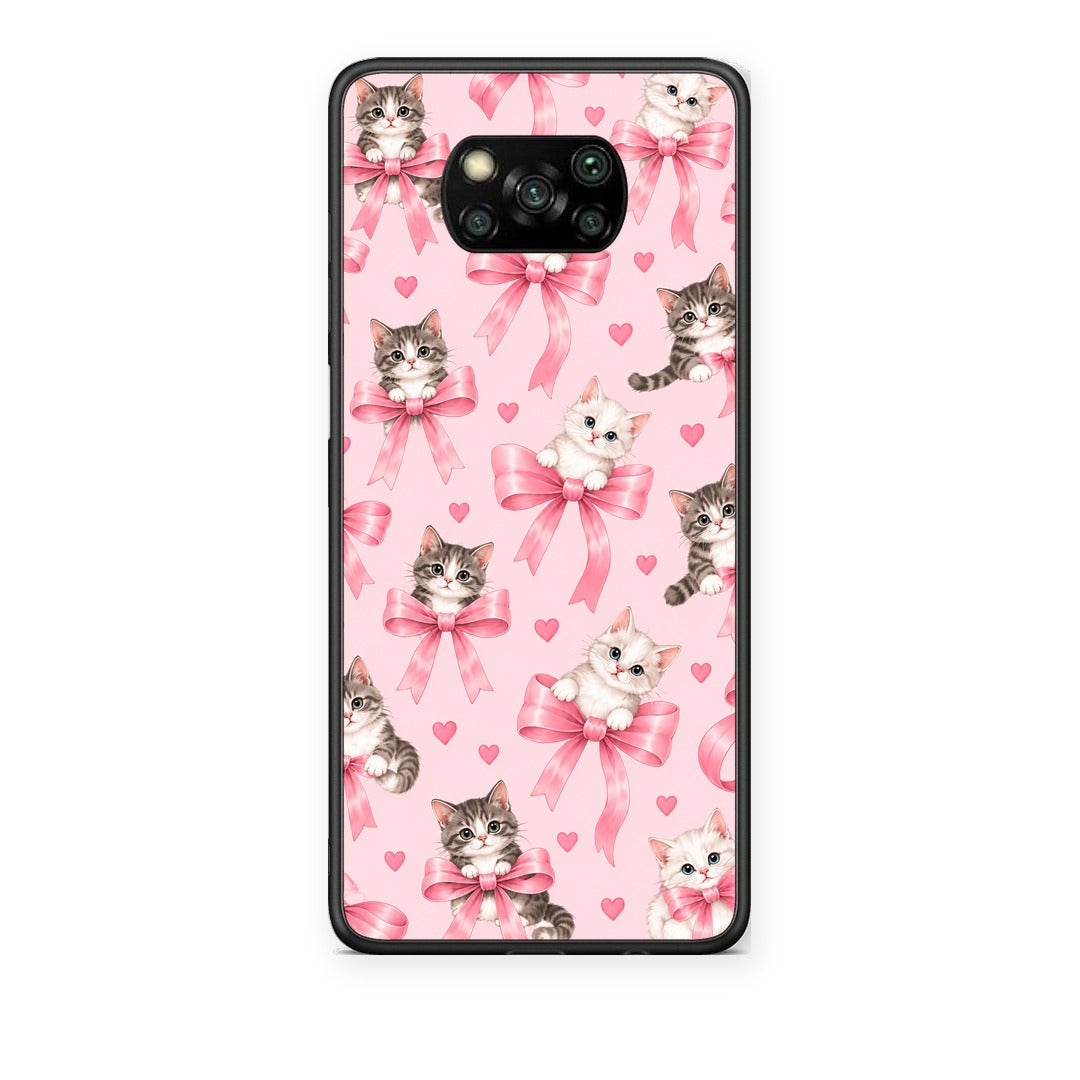 Θήκη Xiaomi Poco X3 / X3 Pro / X3 NFC Kittens and Pink Bows on Pink από τη Smartfits με σχέδιο στο πίσω μέρος και μαύρο περίβλημα | Xiaomi Poco X3 / X3 Pro / X3 NFC Kittens and Pink Bows on Pink case with colorful back and black bezels